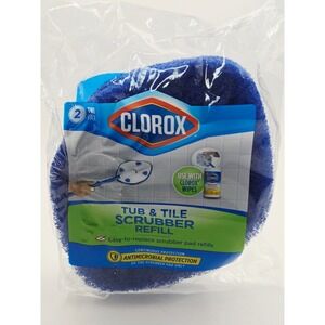 Clorox Tub and Tile Scrubber Refill 2 Pack Blue Antimicrobial Cleaning Pads
